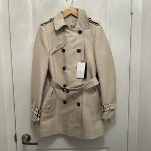 Zara Mid Length Belted Trench Coat Cream - XS